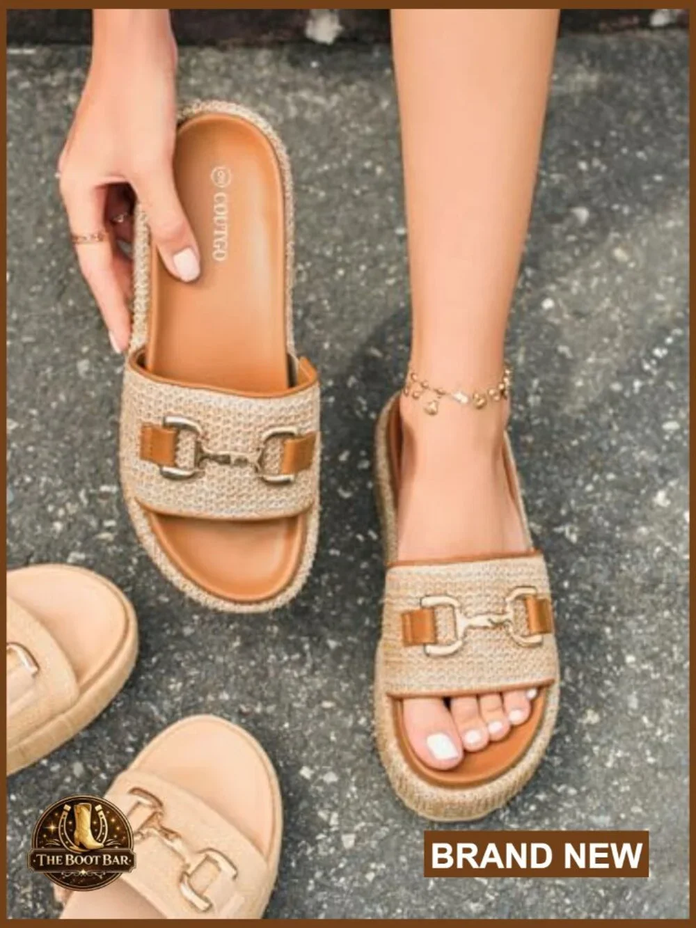 Womens Platform Sandals Espadrilles Metal Chain Slip on Open Toe Beach Slides - Picture 3 of 7